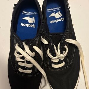 Reebok Black Canvas Sneakers with White Laces and Blue Insoles
